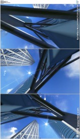 仰拍三维大楼旋转穿梭