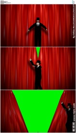 三维魔术师拉开幕布绿屏抠像