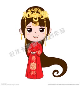 卡通新娘子矢量插图