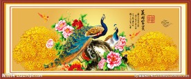 孔雀牡丹富贵图