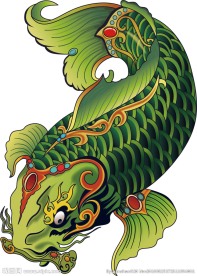 AI鲤鱼纹身矢量图