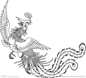 AI凤凰雕刻矢量图