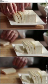 高清实拍豆腐片切豆腐美食制作素