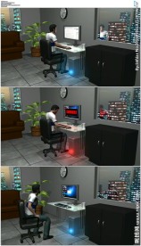 3D男人使用电脑出故障情景