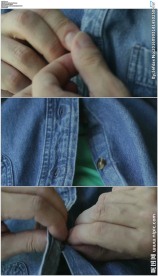 穿衣服扣纽扣特写视频素材