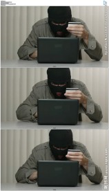 蒙面人盗刷信用卡实拍场景素材