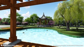 特色亭台楼阁水榭假山景观效果