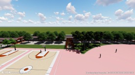 校园运动场特色景观效果图