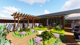 屋顶花园特色休闲平台景观效果图