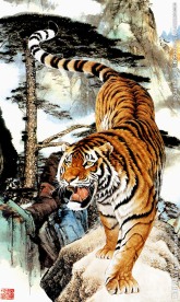 猛虎下山电视背景墙