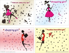 服装购物美女矢量