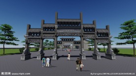 中式 古建 园林  绿化  博