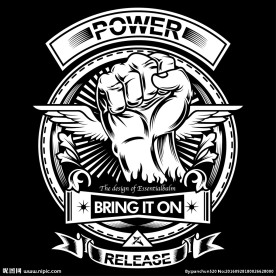 AI拳头复古T恤印花矢量图