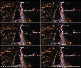 鸟瞰城市夜间交通车流