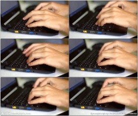 笔记本电脑办公打字敲键盘