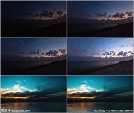 清晨海洋云层流动