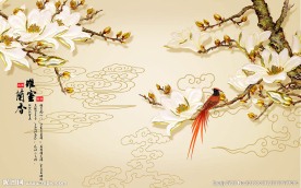 雅室兰香中式背景墙