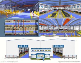 现代标准钢筋钢结构加工厂生产区