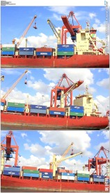 蓝天白云货轮运输