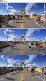 蓝天白云大桥人流