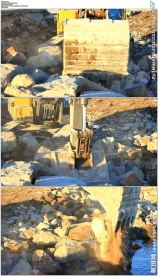 挖掘机挖石头