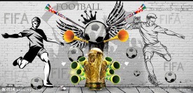 怀旧复古砖墙足球系列背景墙