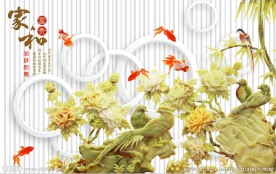 彩雕家和花鸟鱼背景