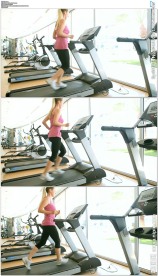美女健身房跑步机跑步