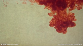 红墨水在水中缓慢的运动