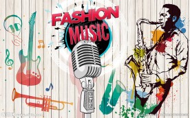 木板墙萨克斯男人音乐背景墙