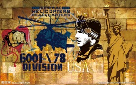 砖墙黄色军事题材背景墙