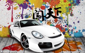 潮流个性砖墙涂鸦背景墙