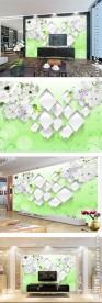 3D花卉方块电视背景墙