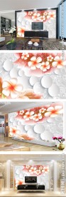 3D花卉圆圈电视背景墙