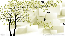 3D抽象逼真背景墙