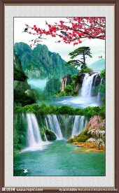 流水生财 迎客松