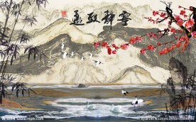 大理石背景山水风景画