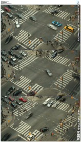 多伦多市中心十字路口车流人流