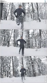 运动员雪地奔跑慢动作