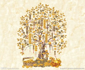 发财树中式背景墙