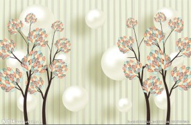 3D圆球手绘树背景