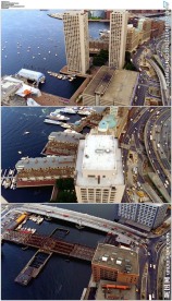 高空俯视波士顿海滨城市