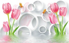 郁金香3D立体背景墙