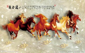 八骏全图中式背景墙
