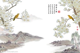 雅室兰香中式背景墙