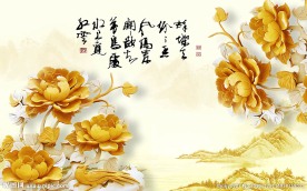 立体花朵中式背景墙