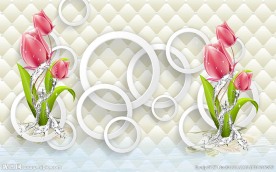 郁金香立体背景墙