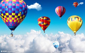 热气球3D立体天空背景墙