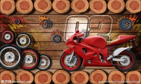 木板木头摩托车背景