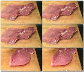 烹饪准备时扎孔的牛肉